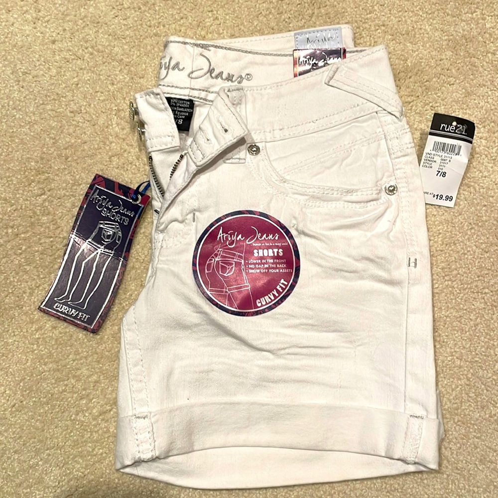 White jean shorts